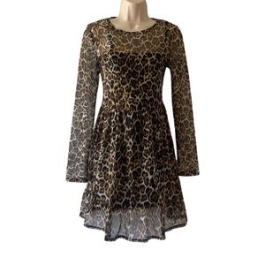 Wayf cheetah print mesh dress
